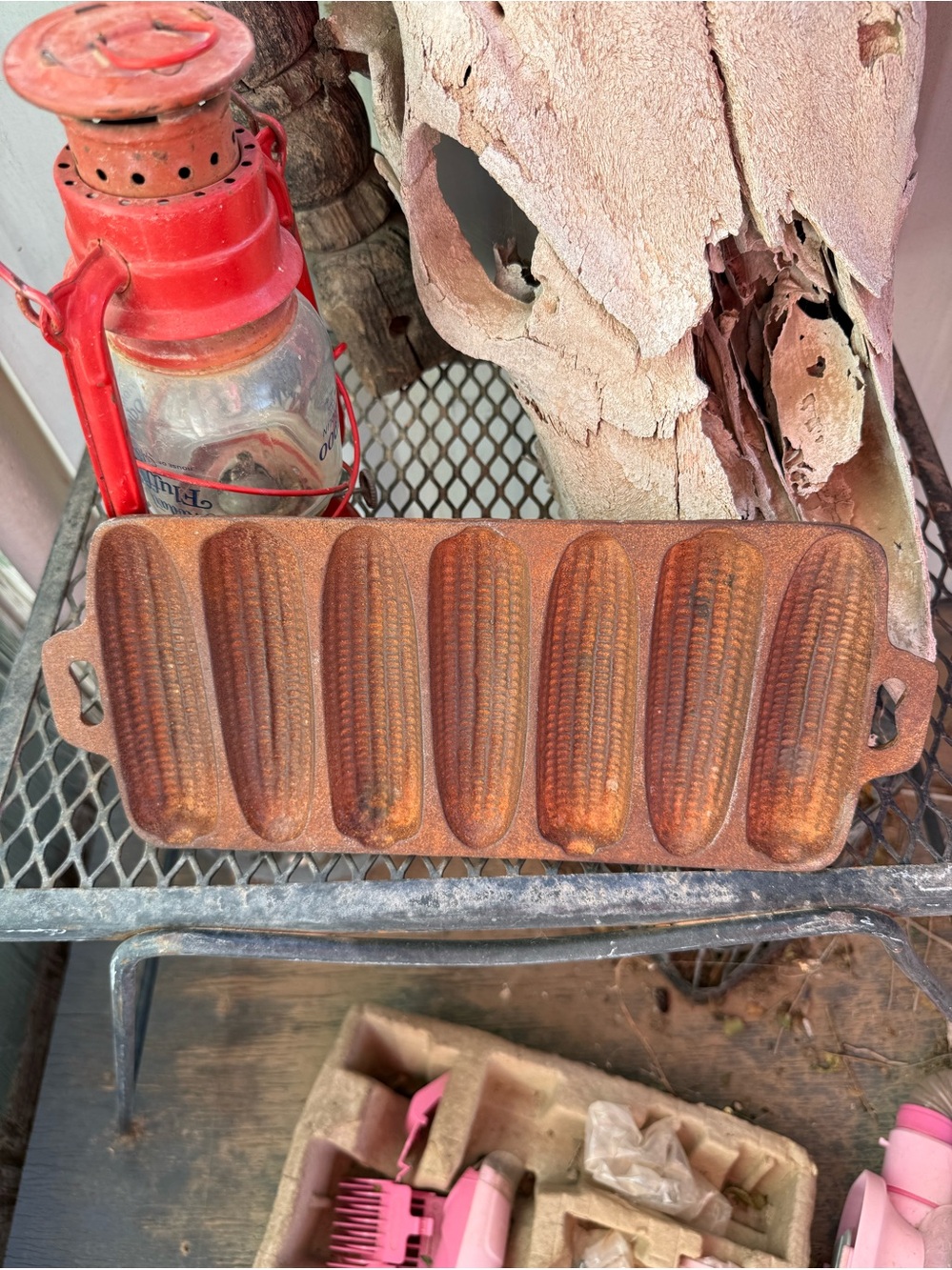 Source Unknown Cast Iron Cornbread Pan in Rust Brown